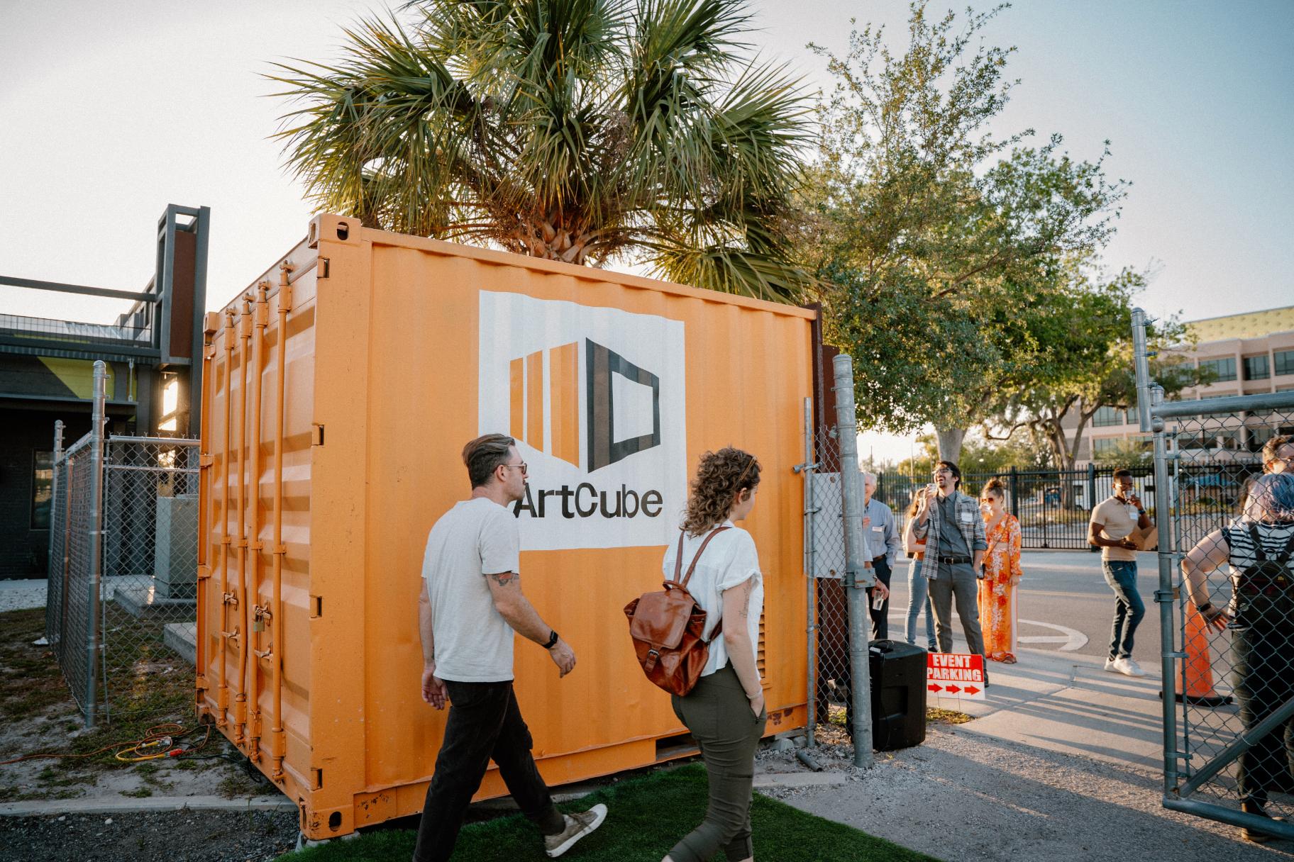 Community gathering at the original ArtCube installation