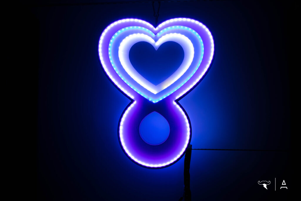 Heart Beacon — blue and purple illumination