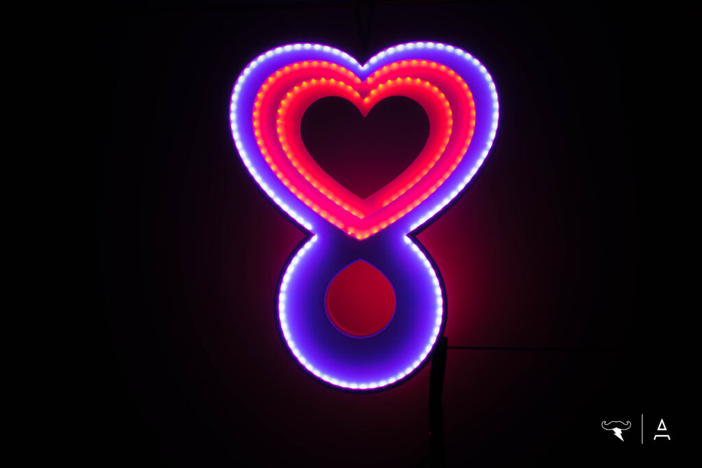 Heart Beacon — red and pink illumination