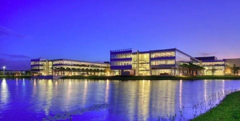 Darden Headquarters campus at twilight