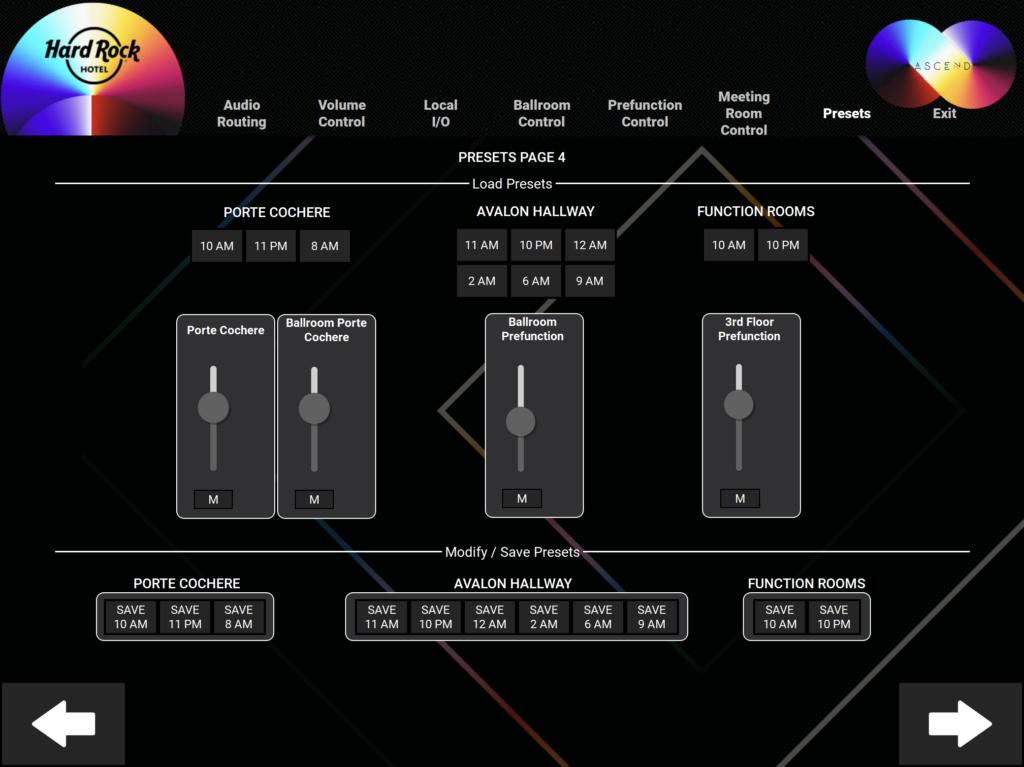 Custom touch panel interface for Hard Rock Daytona