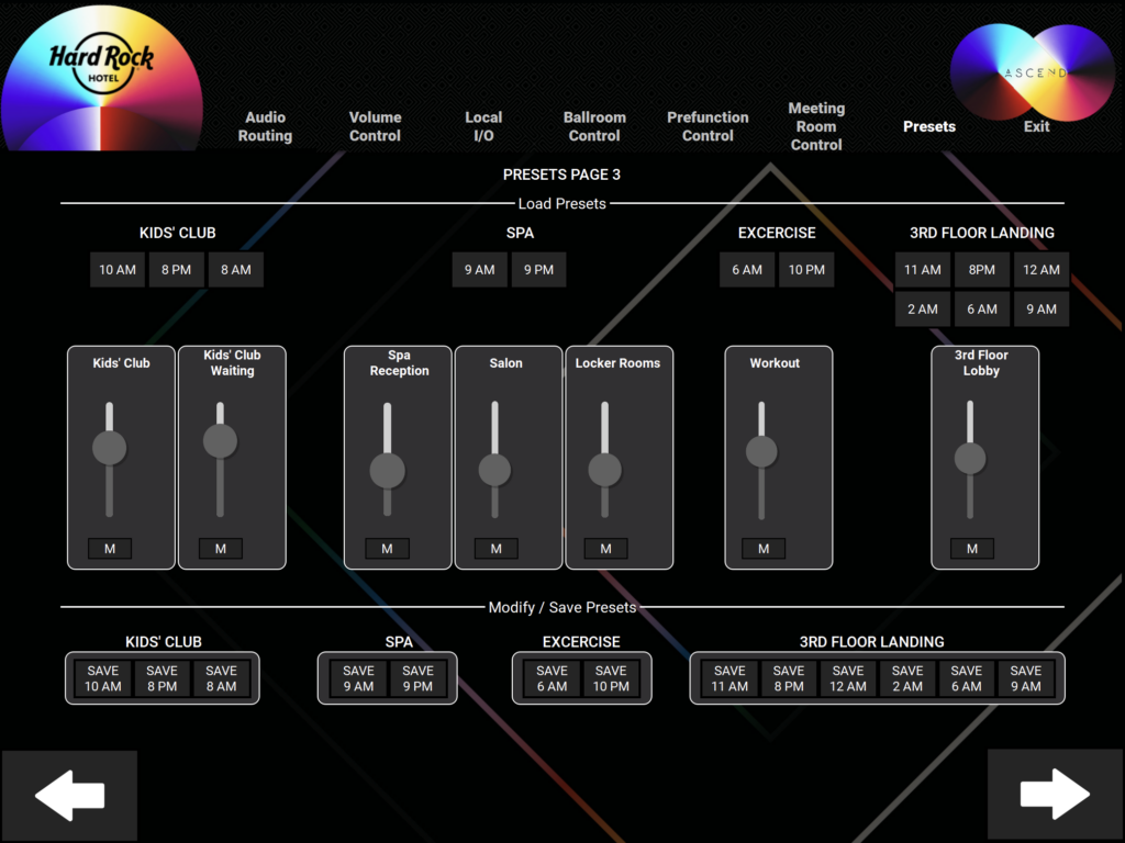 Touch panel zone control interface