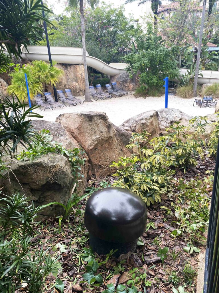 Outdoor subwoofer in garden area