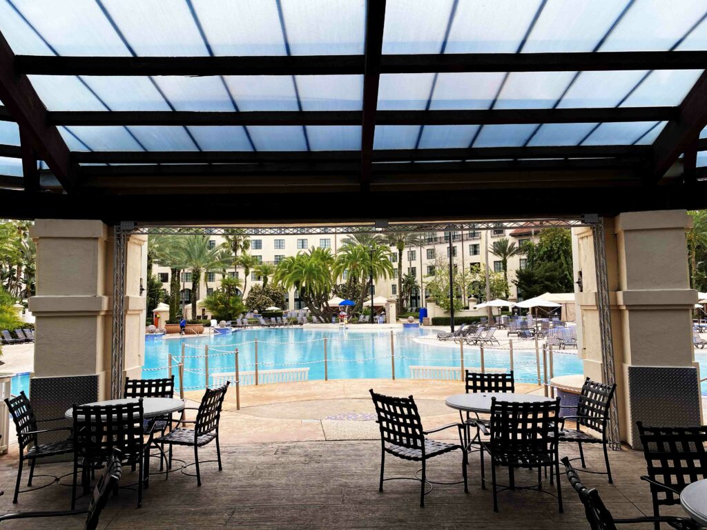 Pool pavilion and covered patio at Hard Rock