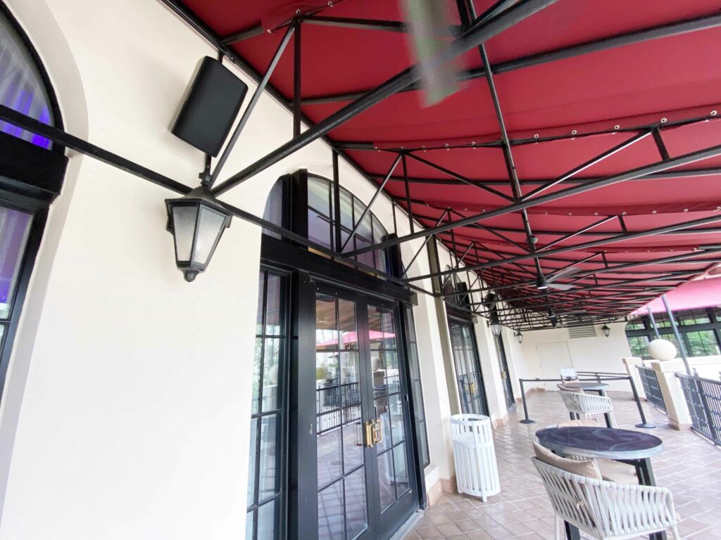 Covered terrace with AV system